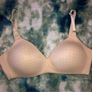 Cream polka dot bra